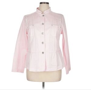 Christopher & Banks Pale Pink Peplum Button Down 100% Cotton Jacket Size X